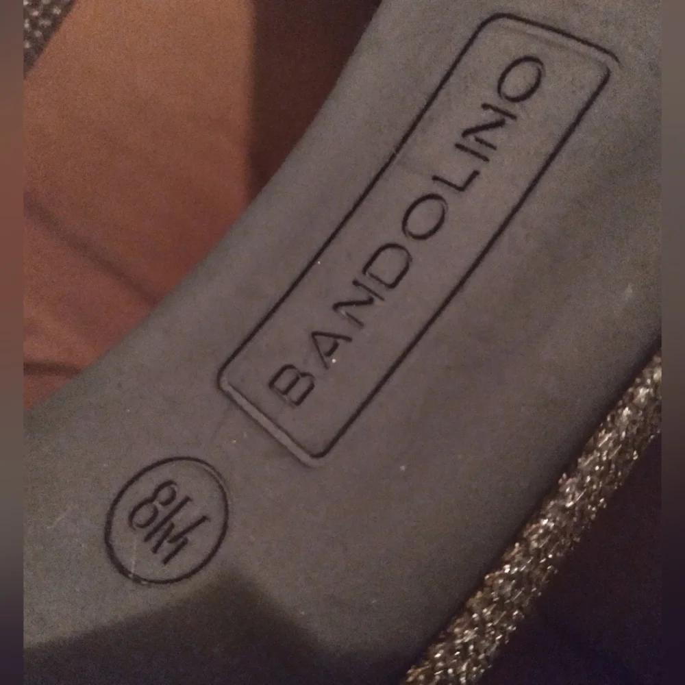 Silver Glittery Bandolino Madia 2 Heel Sandal Size 7 Prom‎ Wedding Formal